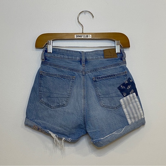 AMERICAN EAGLE OUTFITTERS mom shorts patchwork high rise - Picture 2 of 5